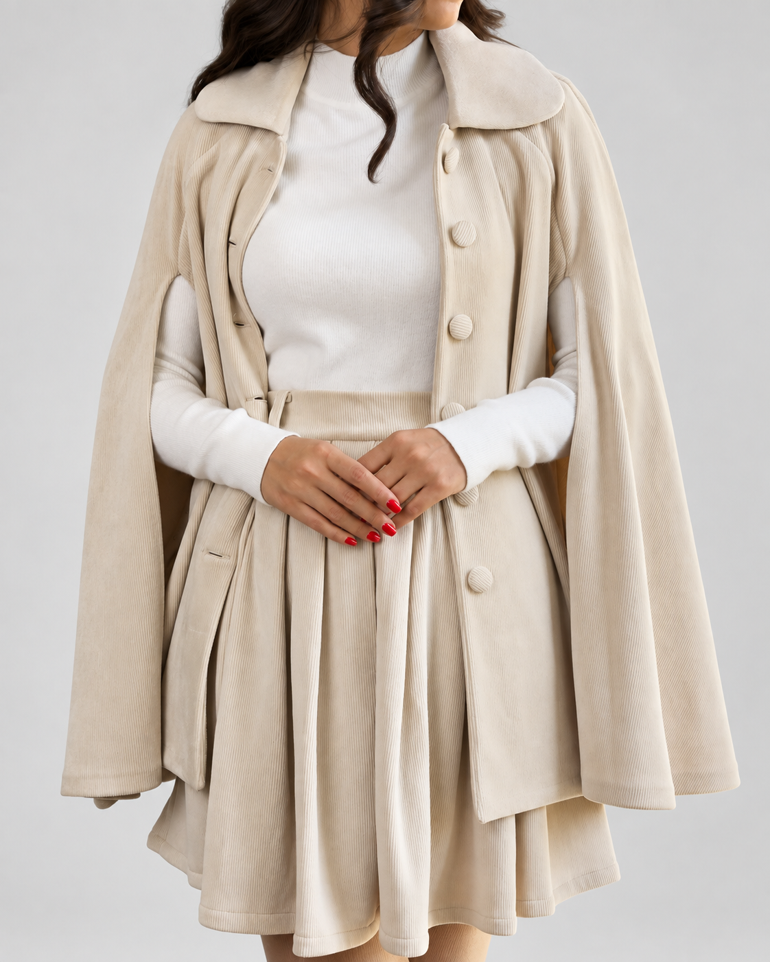Textured Ivory Cape Lookbook Portrait لنا - شنل - تصویر 1